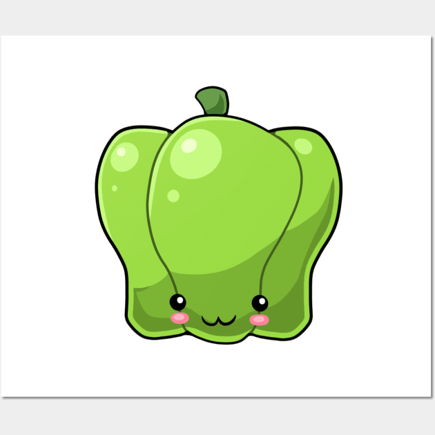 Kawaii bell pepper vegetable Wall Art by Japanese Designs